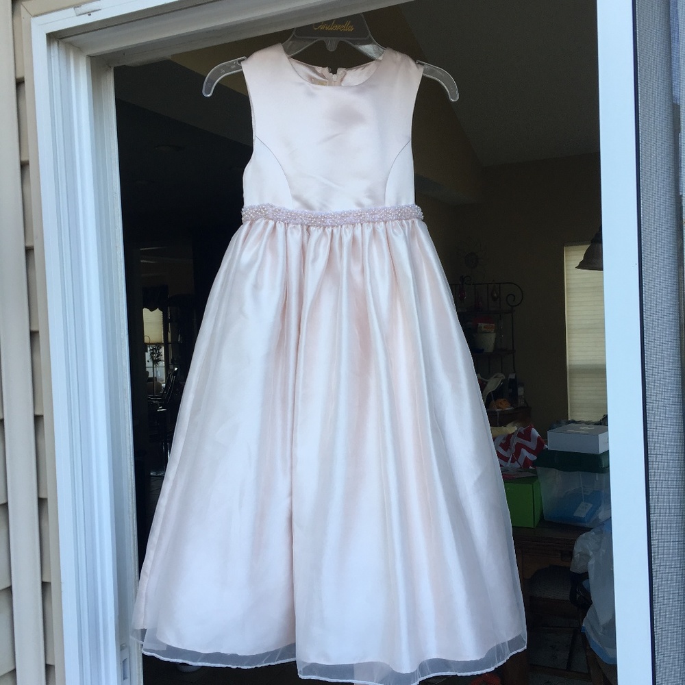 Cinderella Soft Peach Sleeveless Flower Girl Dress